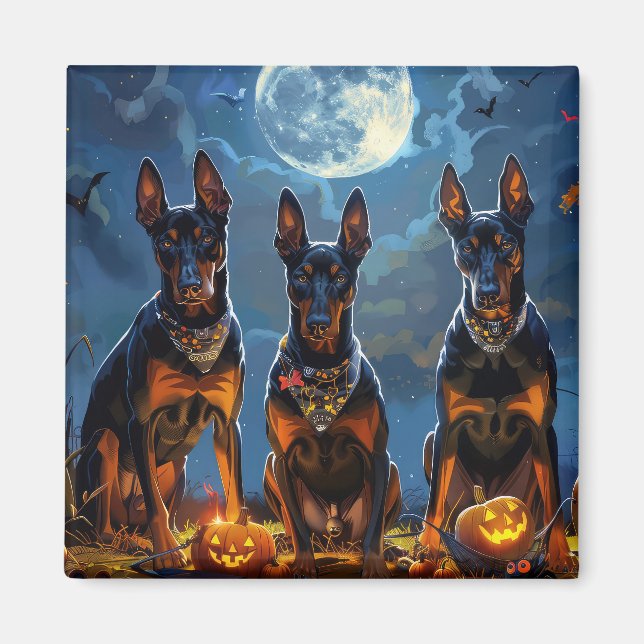 Doberman Halloween Spooky Magnet (Front)