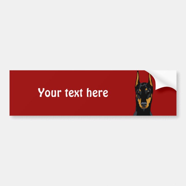 Doberman Head, Black, Cropped Bumper Sticker (Front)