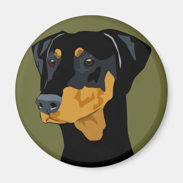 Doberman Head, Black, Uncropped Magnet (Front)