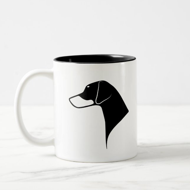 Doberman Head Natural Ears Two-Tone Coffee Mug (Left)