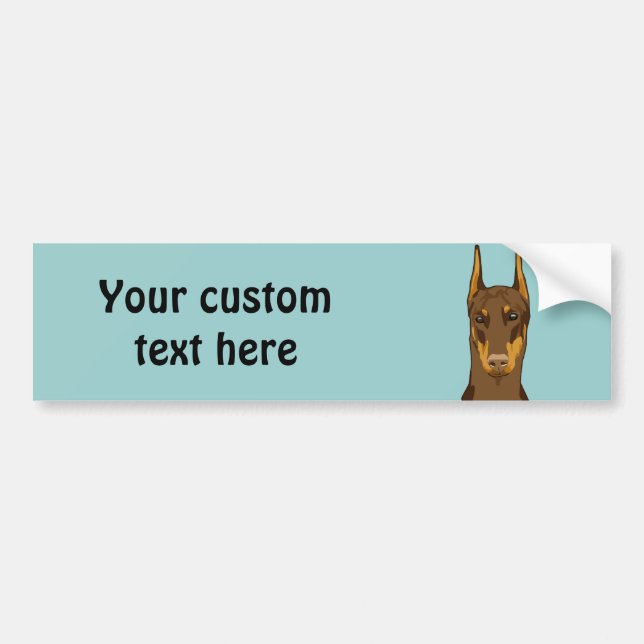 Doberman Head, Red Bumper Sticker (Front)
