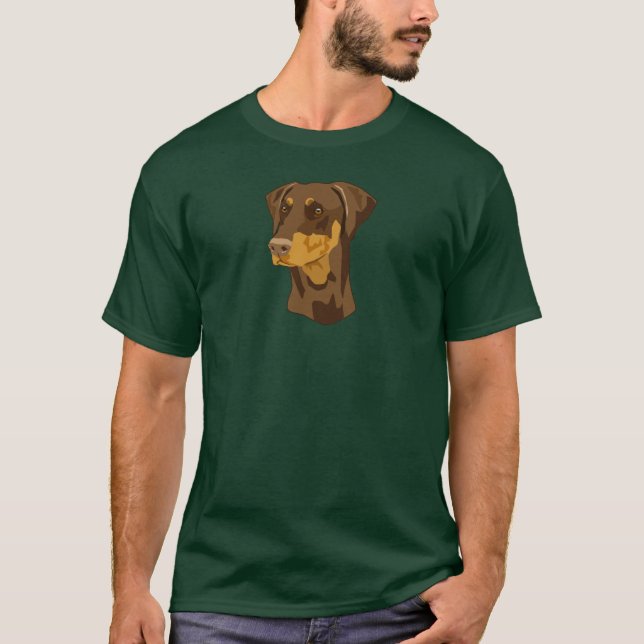 Doberman Head, Red, Uncropped T-Shirt (Front)