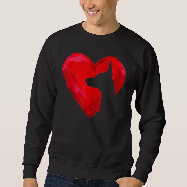 Doberman Heart silhouette Valentine's Day Dog Love Sweatshirt (Front)