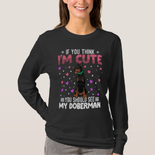 Doberman Heart Valentine's Day Animal For Womens K T-Shirt