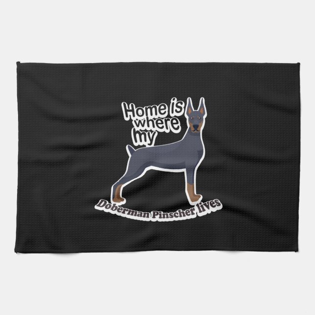 Doberman Home Tea Towel (Horizontal)