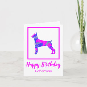 Doberman Hot Pink Silhouette Dog Funny Birthday Card