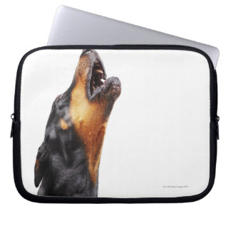 Doberman howling laptop sleeve