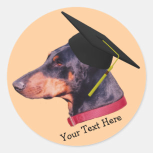Doberman In Graduation Cap Dog Sticker
