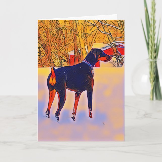 Doberman Late Fall blank greeting card (Front)