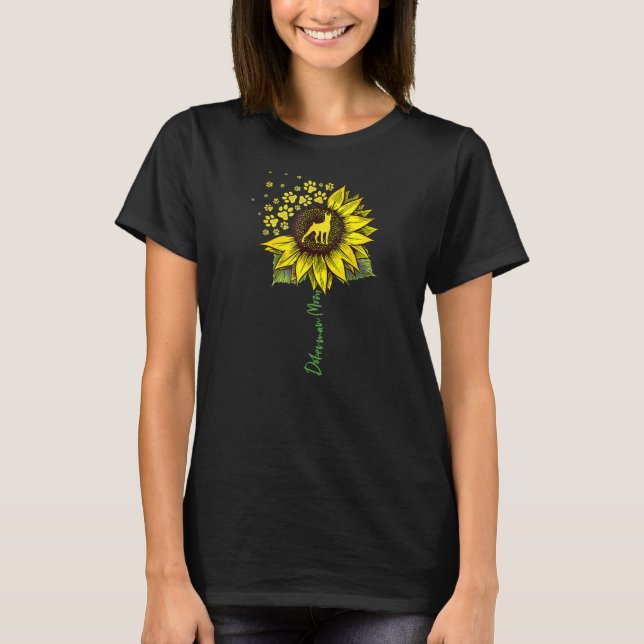 Doberman Mum Sunflower Doberman Pinscher Dog Mum T-Shirt (Front)