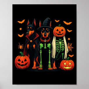 Doberman Mummy Ghost Witch Funny Dog Costume Poster