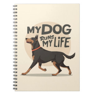 Doberman "My Dog Runs My Life" Retro Sport Art Notebook