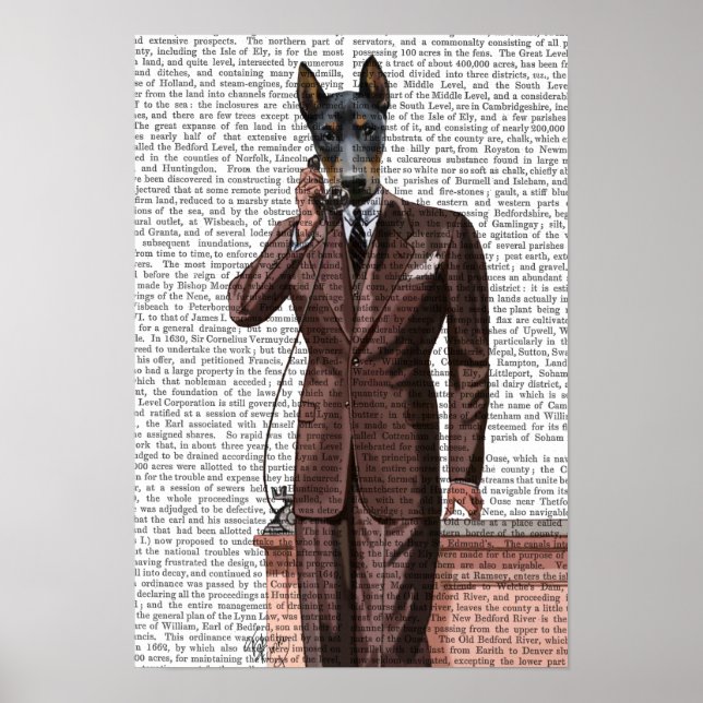 Doberman on Phone Poster (Front)