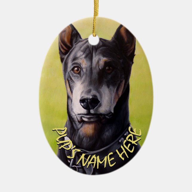 Doberman Ornament Personalised Dog Decoration (Front)