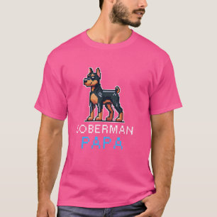 Doberman Papa Pixel Art Cute Dog Owner Men Pet Lov T-Shirt