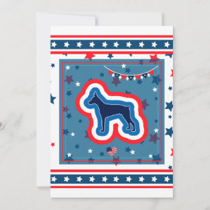 Doberman Patriotic Red White And Blue 4th Of July Holiday Card