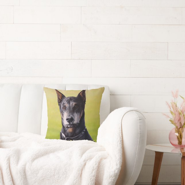 Doberman Pillows Personalised Dog Art Throw Pillow (Couch)