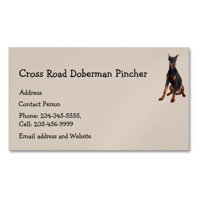 Doberman Pincher Dog Pet Animal  Magnetic Business Card (Front)