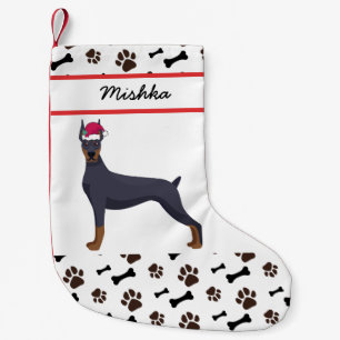 Doberman Pinsch Dog Christmas With Custom Dog Name Small Christmas Stocking