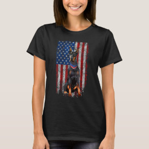 Doberman Pinscher American Flag Patriotic 4th Of J T-Shirt