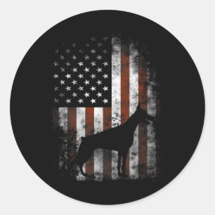 Doberman Pinscher American Flag Patriotic Gifts  Classic Round Sticker