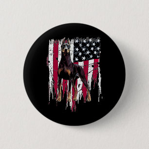Doberman Pinscher American Flag Usa Awesome 6 Cm Round Badge