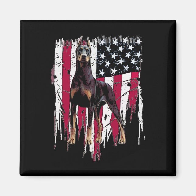 Doberman Pinscher American Flag Usa Awesome  Magnet (Front)