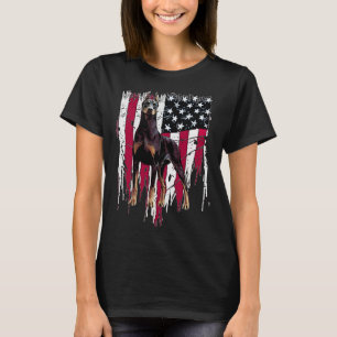Doberman Pinscher American Flag Usa Awesome  T-Shirt