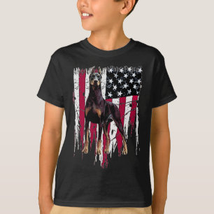 Doberman Pinscher American Flag Usa Awesome T-Shirt