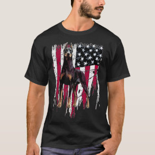 Doberman Pinscher American Flag Usa Awesome  T-Shirt
