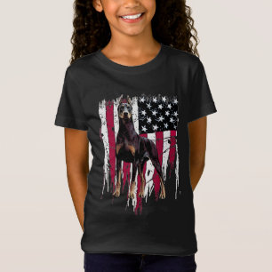 Doberman Pinscher American Flag USA Awesome T-Shirt