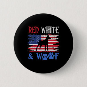 Doberman Pinscher American Flag Usa Red White And 6 Cm Round Badge