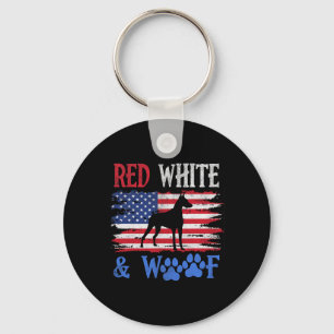 Doberman Pinscher American Flag Usa Red White And Key Ring