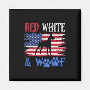 Doberman Pinscher American Flag Usa Red White And  Magnet