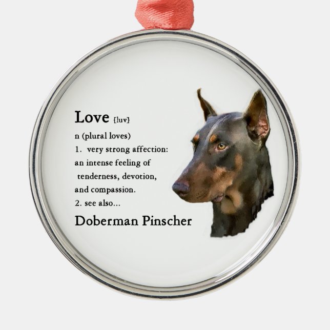 Doberman Pinscher Art Love Is... Metal Tree Decoration (Front)