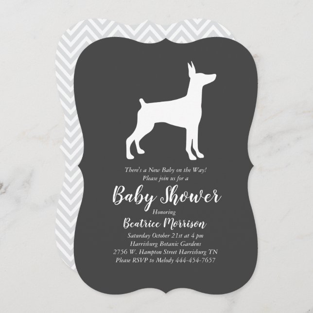Doberman Pinscher Baby Shower Gender Neutral Invitation (Front/Back)