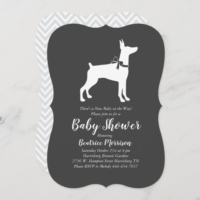Doberman Pinscher Baby Shower Gender Neutral Invitation (Front/Back)