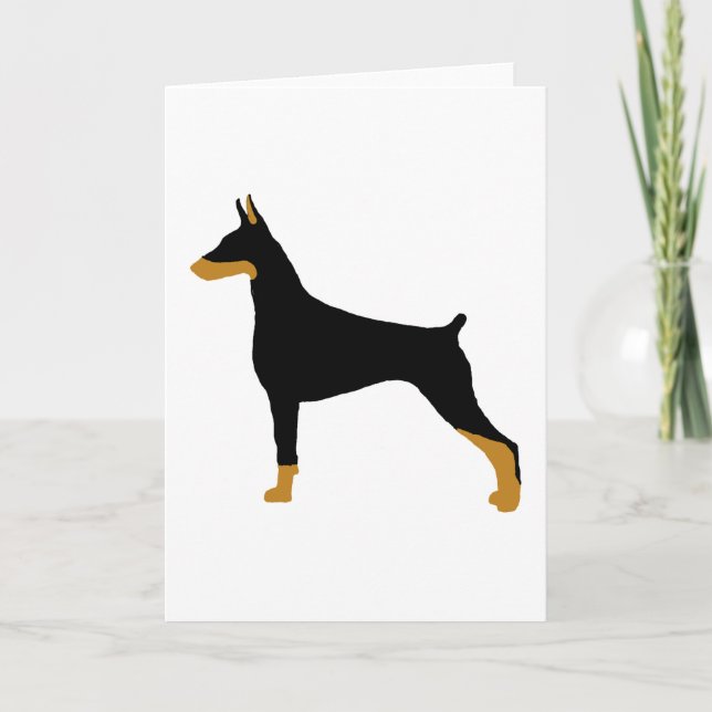 Doberman Pinscher black and tan silhouette Card (Front)