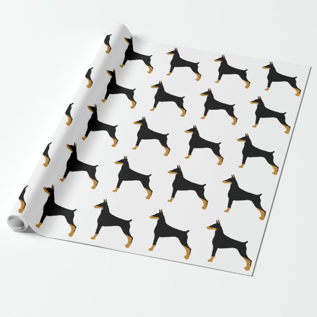 Doberman Pinscher black and tan silo.png Wrapping Paper (Unrolled)