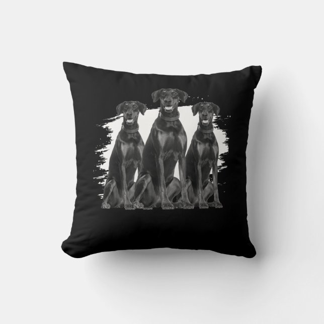 Doberman Pinscher Black Dog Owner Pet Animal Lover Cushion (Front)