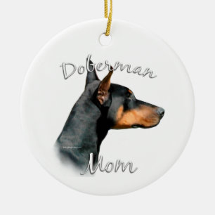 Doberman Pinscher (blk) Mum 2 Ceramic Tree Decoration