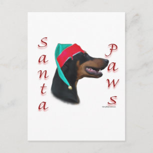 Doberman Pinscher (blk) Santa Paws Holiday Postcard