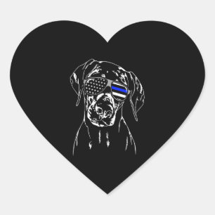 Doberman Pinscher Blue Line Sunglasses K9 dog Heart Sticker