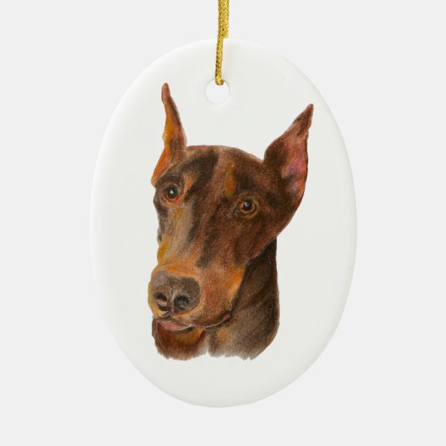 Doberman Pinscher  Ceramic Tree Decoration (Front)