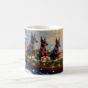 Doberman Pinscher Christmas Boat Holiday Coffee Mug