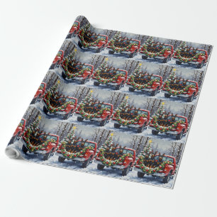 Doberman Pinscher Christmas Red Truck Holiday Wrapping Paper
