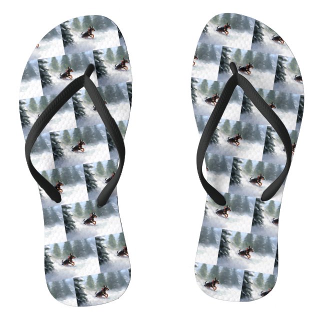 Doberman Pinscher Christmas snow winter Jandals (Footbed)