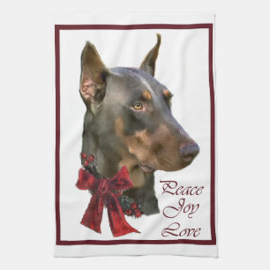 Doberman Pinscher Christmas Tea Towel