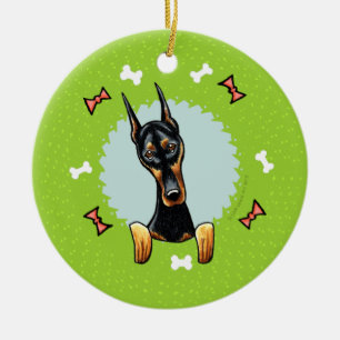 Doberman Pinscher Christmas Wreath Ceramic Tree Decoration