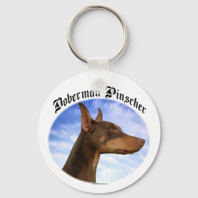 Doberman Pinscher Clouds Keychain (Front)